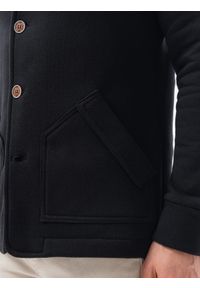 Ombre Clothing - Bluza męska rozpinana bez kaptura CARMELO - czarna - XL. Typ kołnierza: bez kaptura. Kolor: czarny. Materiał: poliester, dzianina, bawełna