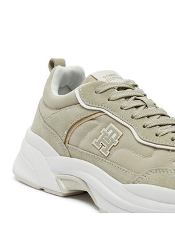 TOMMY HILFIGER - Tommy Hilfiger Sneakersy Chunky Runner Ventile FW0FW08036 Beżowy. Kolor: beżowy. Materiał: skóra, zamsz