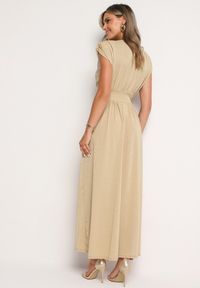 Born2be - Jasnożółta Rozkloszowana Sukienka z Gumką w Talii Zdobiona Metaliczną Nicią Fagelia. Okazja: na co dzień. Kolor: żółty. Długość rękawa: krótki rękaw. Wzór: aplikacja. Typ sukienki: proste. Styl: casual, glamour #4