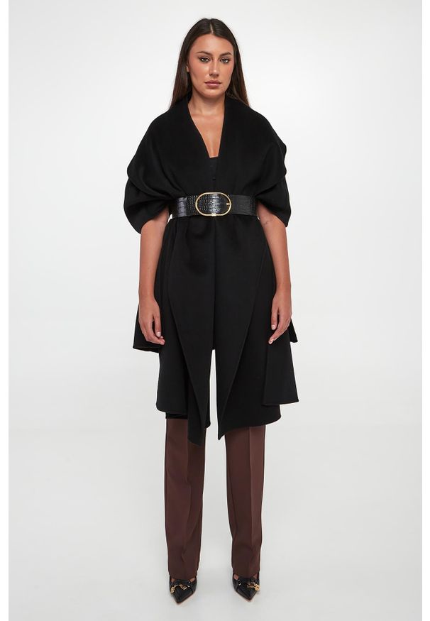 Elisabetta Franchi - Płaszcz ponczo damski wełniany ELISABETTA FRANCHI. Materiał: wełna