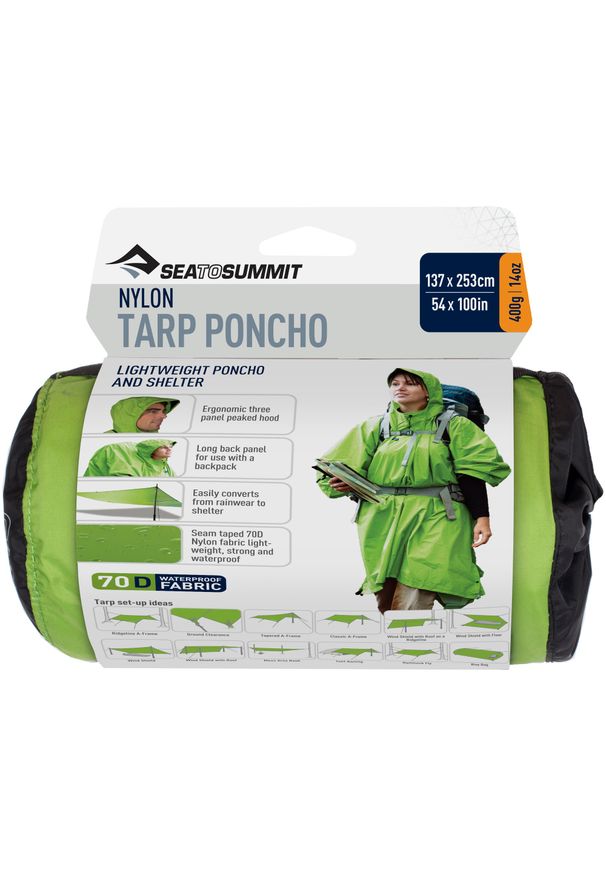 Poncho SEA TO SUMMIT 70D Nylon Tarp. Kolor: zielony. Materiał: nylon