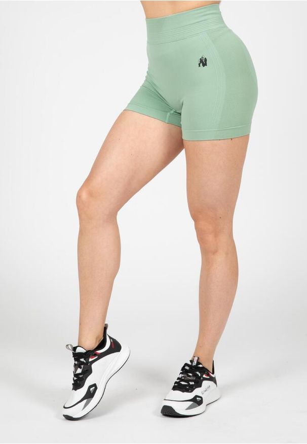 GORILLA WEAR - Whitney Bezszwowe Szorty - Zielony. Kolor: zielony. Sport: fitness