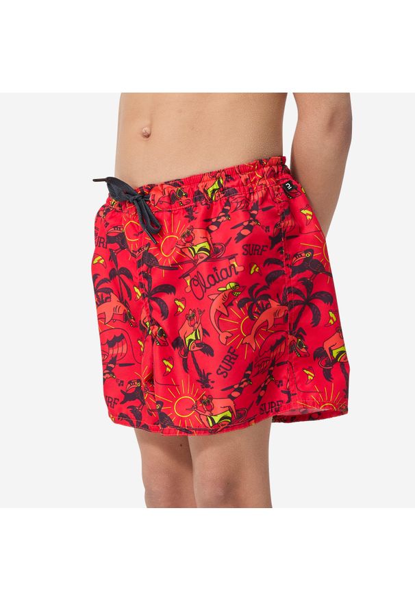 OLAIAN - Spodenki surfingowe dla dzieci Olaian 100 Happysurf. Kolor: czerwony. Materiał: materiał, poliester. Długość: krótkie