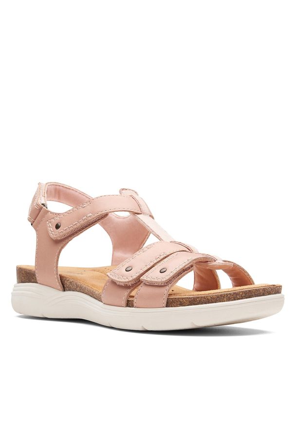 Sandały Clarks April Cove 26170513 Blush Leather. Kolor: beżowy. Materiał: skóra