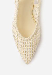 Renee - Żółte Plecione Czółenka Slingback na Szpilce z Ażurową Cholewką Hibiscae. Okazja: na co dzień. Kolor: żółty. Materiał: jeans. Szerokość cholewki: normalna. Wzór: ażurowy. Sezon: wiosna. Obcas: na szpilce. Styl: wizytowy, casual, elegancki #9