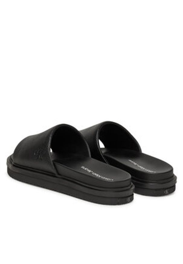 Calvin Klein Jeans Klapki Flat Molded Slide Sandal Lth YM0YM01225 Czarny. Kolor: czarny. Materiał: skóra