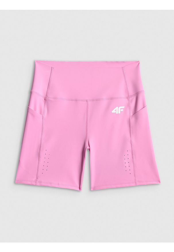 4f - 4F Legginsy krótkie treningowe szybkoschnące damskie - różowe XL. Stan: podwyższony. Kolor: różowy. Długość: krótkie. Sport: fitness