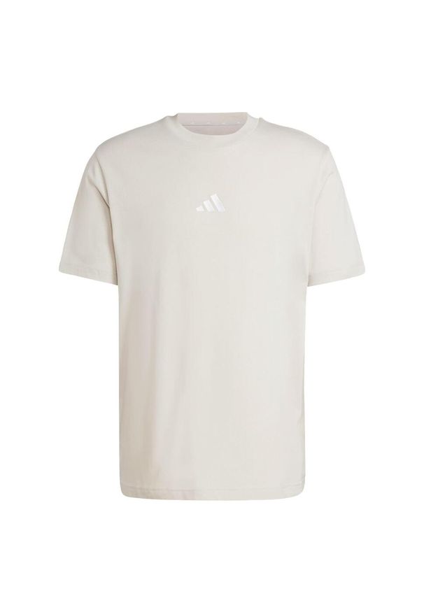 Adidas - Koszulka Essentials Small Logo Single Jersey. Kolor: biały, wielokolorowy, beżowy. Materiał: jersey