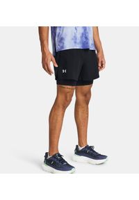 Under Armour - UNDER ARMOUR UA LAUNCH 5 2-IN-1 SHORT Spodenki treningowe męskie. Kolor: szary. Materiał: materiał. Styl: sportowy #2
