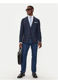 BOSS - Boss Marynarka H-Hutson 50527998 Granatowy Slim Fit. Kolor: niebieski. Materiał: bawełna #5