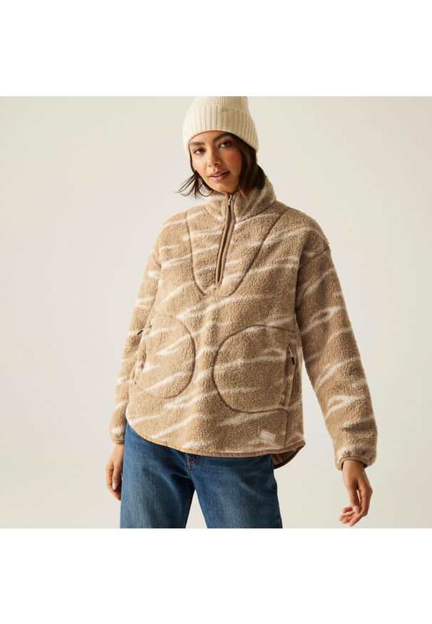 Regatta - Polar damski z suwakiem 1/2 Frankie Borg. Kolor: beżowy. Materiał: polar
