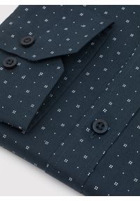 Pako Lorente - PAKO LORENTE - Granatowa koszula męska wzór geometryczny. Kolor: niebieski. Materiał: bawełna. Długość rękawa: długi rękaw. Długość: długie. Wzór: geometria. Sezon: jesień #2