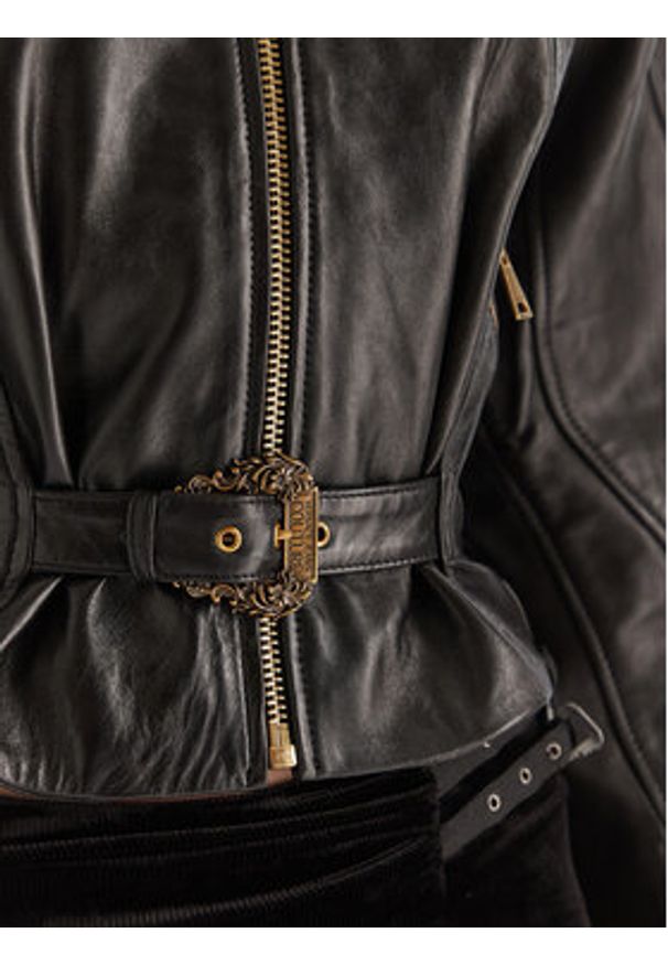 Versace Jeans Couture Kurtka skórzana 79HAVP03 CP021 Czarny Regular Fit. Kolor: czarny. Materiał: skóra