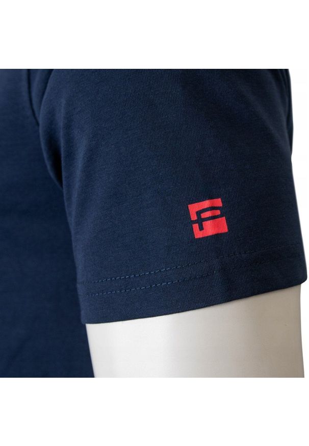 Granatowa Męska Koszulka (T-Shirt) - Pako Jeans - Żaglówka. Okazja: na co dzień. Kolor: niebieski. Materiał: bawełna. Wzór: nadruk. Styl: casual