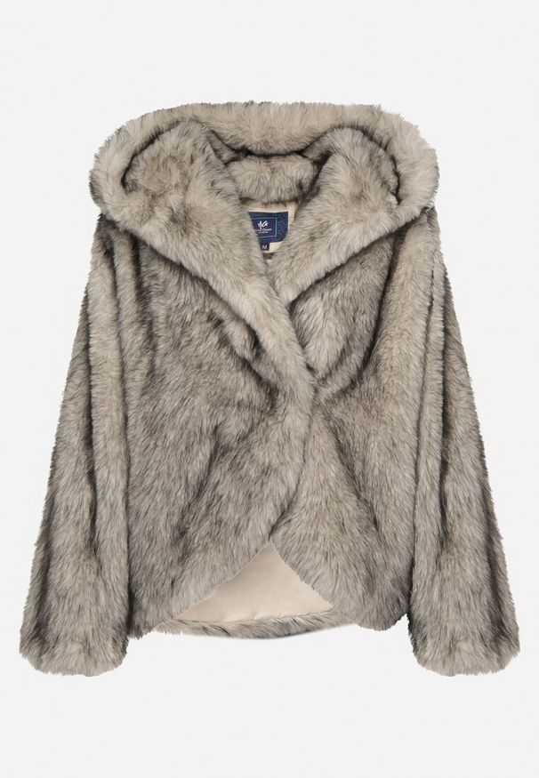 Born2be - Biała Kurtka Futerko o Kroju Oversize z Kapturem Nalienta. Okazja: na co dzień. Typ kołnierza: kaptur. Kolor: biały. Materiał: futro. Styl: casual, elegancki