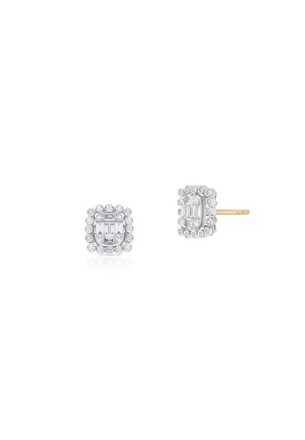 W.KRUK Wspaniałe Kolczyki Złote - złoto 585, Brylant 0,07ct,diament 0,34ct - ZPA/KB+460K. Materiał: złote. Kolor: złoty. Wzór: geometria, aplikacja. Kamień szlachetny: brylant, diament