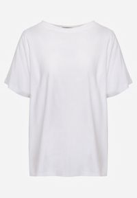 Born2be - Biały T-shirt Bawełniany Klasyczny o Fasonie Oversize z Dłuższym Tyłem Nemedora. Okazja: na co dzień. Kolor: biały. Materiał: bawełna. Długość: długie. Styl: klasyczny #8