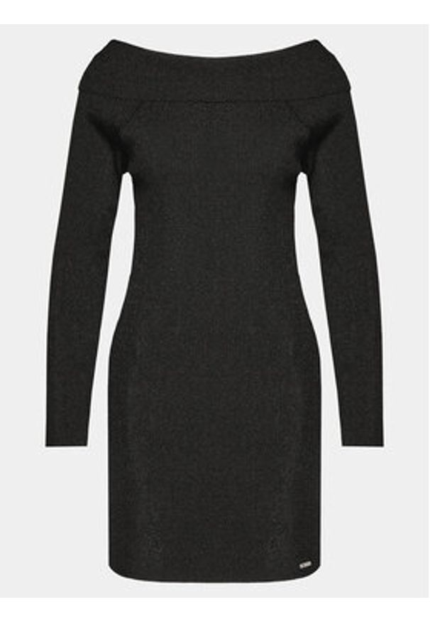 Tommy Jeans Sukienka dzianinowa DW0DW17526 Czarny Slim Fit. Kolor: czarny. Materiał: syntetyk