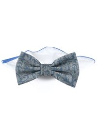 Mucha Męska z Poszetką - Chattier - Popiel z Niebieskim, Kwiaty. Kolor: niebieski. Wzór: kwiaty. Styl: elegancki, sportowy #1