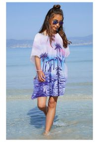 Sukienka dziewczęca tunikowa bonprix lila. Okazja: na plażę. Kolor: fioletowy. Wzór: nadruk. Sezon: lato #4