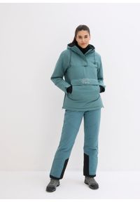 bonprix - Spodnie narciarskie ocieplane i nieprzemakalne, z odpinanymi szelkami, straight. Kolor: zielony #2