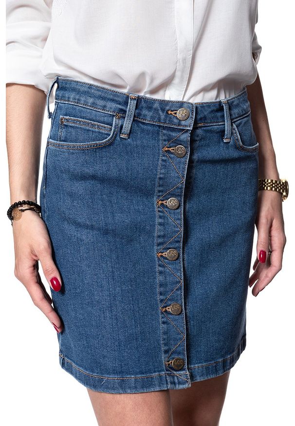 Lee - SPÓDNICA JEANSOWA LEE A LINE SKIRT MID STONEWASH L38NMG44 112108286. Materiał: jeans