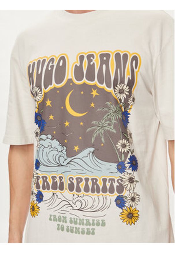 Hugo T-Shirt Nirito 50513199 Écru Regular Fit. Materiał: bawełna