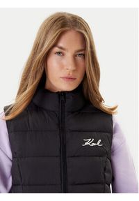 Karl Lagerfeld - KARL LAGERFELD Bezrękawnik A1W15048 Czarny Regular Fit. Typ kołnierza: dekolt w karo. Kolor: czarny. Materiał: syntetyk. Długość rękawa: bez rękawów #4