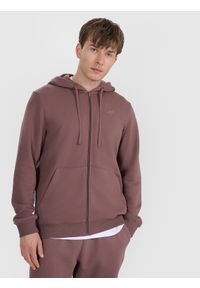 4f - 4F Bluza dresowa rozpinana z kapturem męska - brązowa XXL. Okazja: na co dzień. Typ kołnierza: kaptur. Kolor: brązowy. Materiał: dresówka. Wzór: gładki. Styl: casual, klasyczny #1