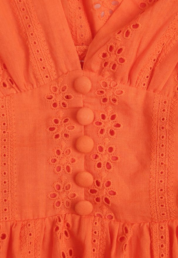Born2be - Pomarańczowa Sukienka Merirah. Okazja: na co dzień. Kolor: pomarańczowy. Materiał: bawełna, tkanina, koronka. Wzór: koronka, haft. Sezon: lato. Typ sukienki: proste, rozkloszowane. Styl: boho, wakacyjny, casual