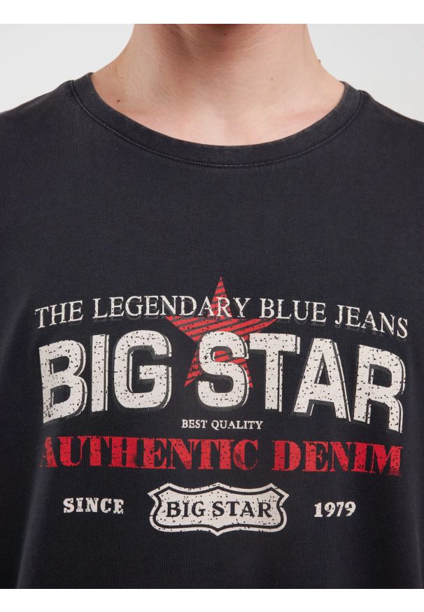 Big-Star - Koszulka męska z nadrukiem z kolekcji Authentic czarna Enifer 906. Kolor: czarny. Materiał: dzianina. Wzór: nadruk. Styl: retro, vintage