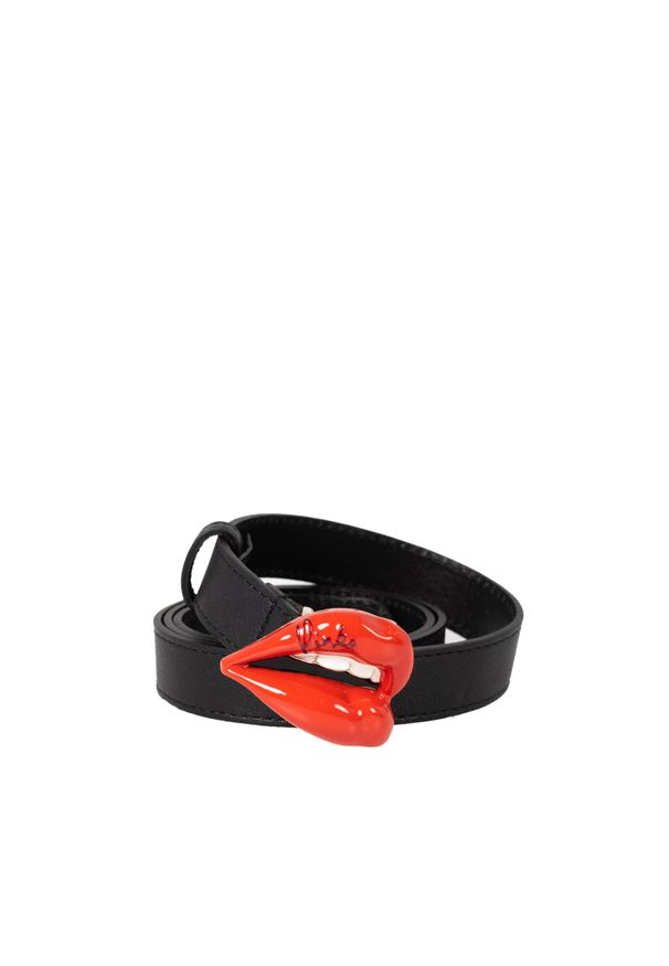 Pinko Pasek "Kisses Logo" | 1G205X Y87G | Kobieta | Czarny. Kolor: czarny. Materiał: skóra
