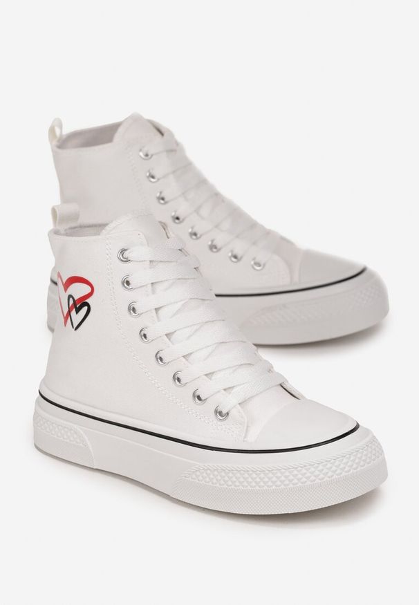 Born2be - Białe Trampki za Kostkę na Grubej Podeszwie Mumeli. Wysokość cholewki: za kostkę. Kolor: biały. Styl: elegancki
