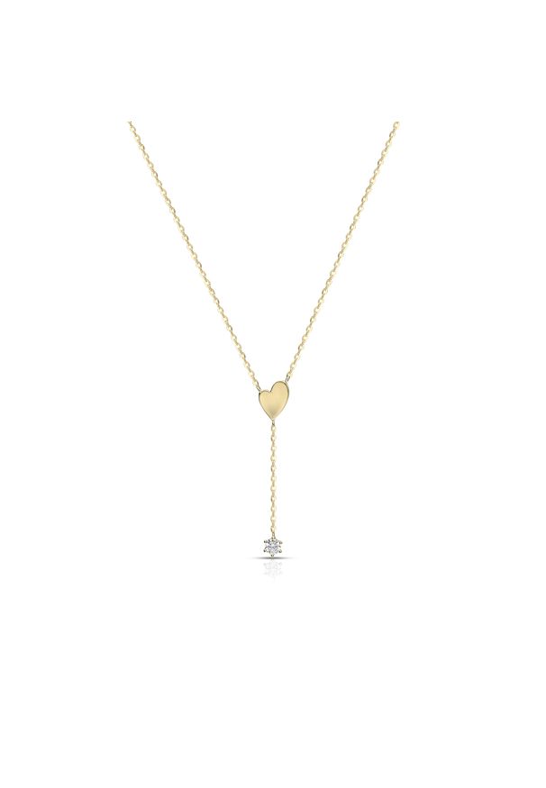 W.KRUK - Naszyjnik złoty krawatka z cyrkonią. Materiał: złote. Kolor: złoty. Wzór: aplikacja. Kamień szlachetny: cyrkonia