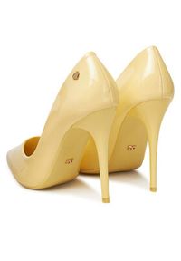 DeeZee Szpilki AB2-4503A Żółty. Kolor: żółty. Materiał: skóra. Obcas: na szpilce
