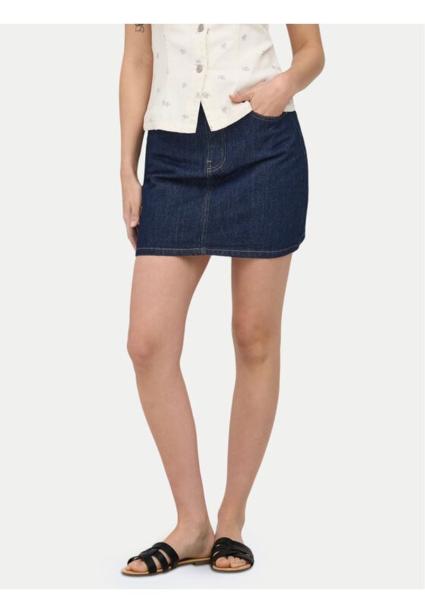 only - ONLY Spódnica jeansowa Stella 15339630 Granatowy Regular Fit. Kolor: niebieski. Materiał: bawełna