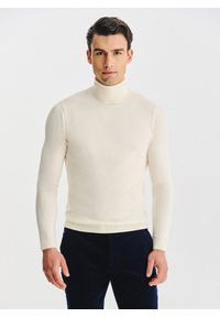 Pako Lorente - PAKO LORENTE - Biały gładki golf męski. Typ kołnierza: golf. Kolor: biały, czarny, zielony. Materiał: poliamid, bawełna, elastan. Wzór: gładki. Sezon: jesień #1