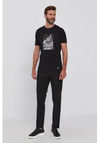Sisley Spodnie męskie kolor czarny proste. Okazja: na co dzień. Kolor: czarny. Materiał: tkanina. Wzór: gładki. Styl: casual #2