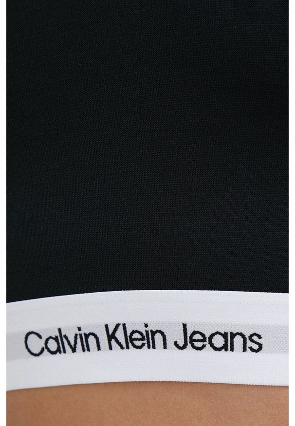 Calvin Klein Jeans top damski kolor czarny. Kolor: czarny. Materiał: materiał, włókno. Długość rękawa: na ramiączkach