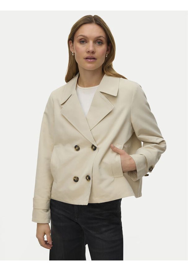 Vero Moda Trencz Chloemia 10308267 Beżowy jasny Regular Fit. Kolor: beżowy. Materiał: syntetyk