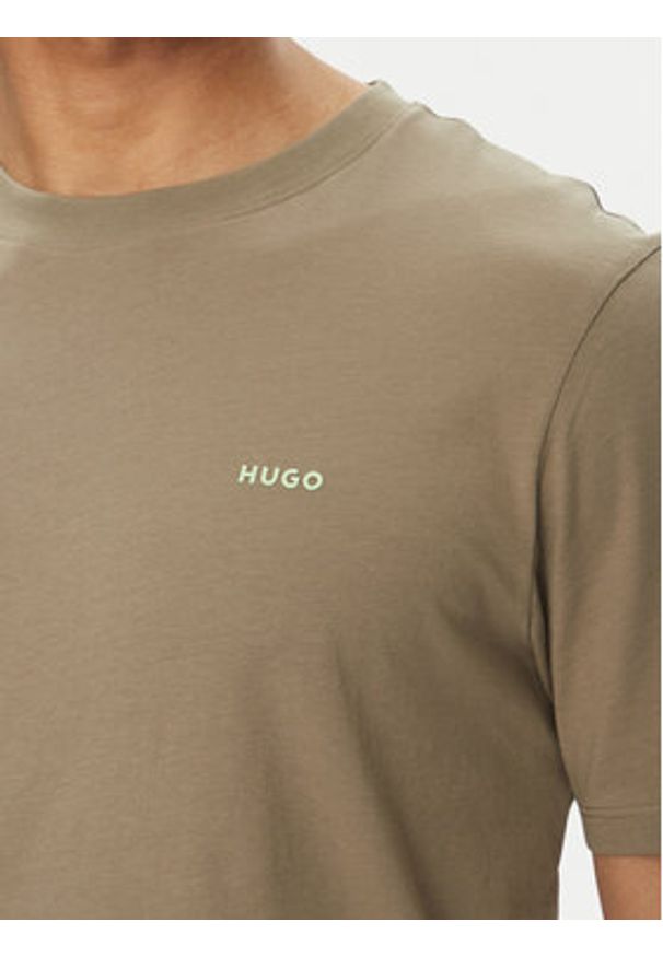 Hugo - HUGO T-Shirt Dero222 50466158 Brązowy Regular Fit. Kolor: brązowy. Materiał: bawełna