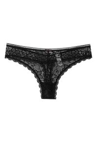 Intica - Tangi koronkowe z misternym wzorem Nahoko. Kolor: czarny. Materiał: koronka. Wzór: koronka