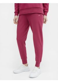 4f - Spodnie dresowe joggery damskie. Kolor: różowy. Materiał: dresówka