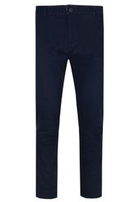 Męskie Spodnie Chinos marki Rigon – Bawełna z Elastanem – Slim Fit - Granatowe. Kolor: niebieski. Materiał: elastan, bawełna