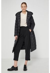 Sisley Spodnie damskie kolor czarny proste high waist. Stan: podwyższony. Kolor: czarny. Materiał: tkanina #3