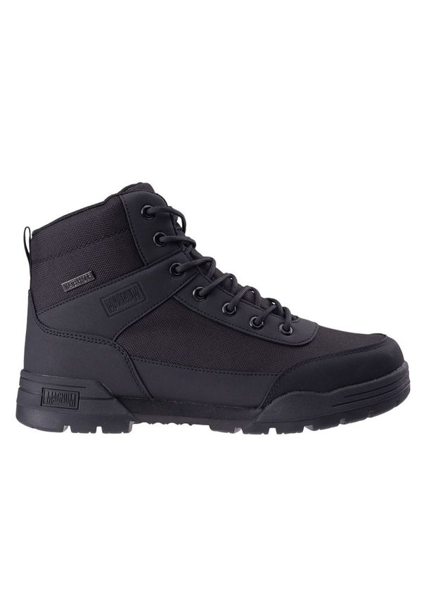Buty taktyczne męskie Magnum Armory Mid WP - czarne, Rozmiar buta 45. Okazja: na co dzień. Kolor: czarny. Materiał: materiał, guma. Szerokość cholewki: normalna. Wzór: aplikacja. Sezon: lato. Sport: turystyka piesza, fitness