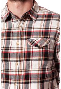 Wrangler - KOSZULA WRANGLER LS 1PKT FLAP SHIRT RED W5932SN47. Kolor: wielokolorowy. Wzór: kratka #5