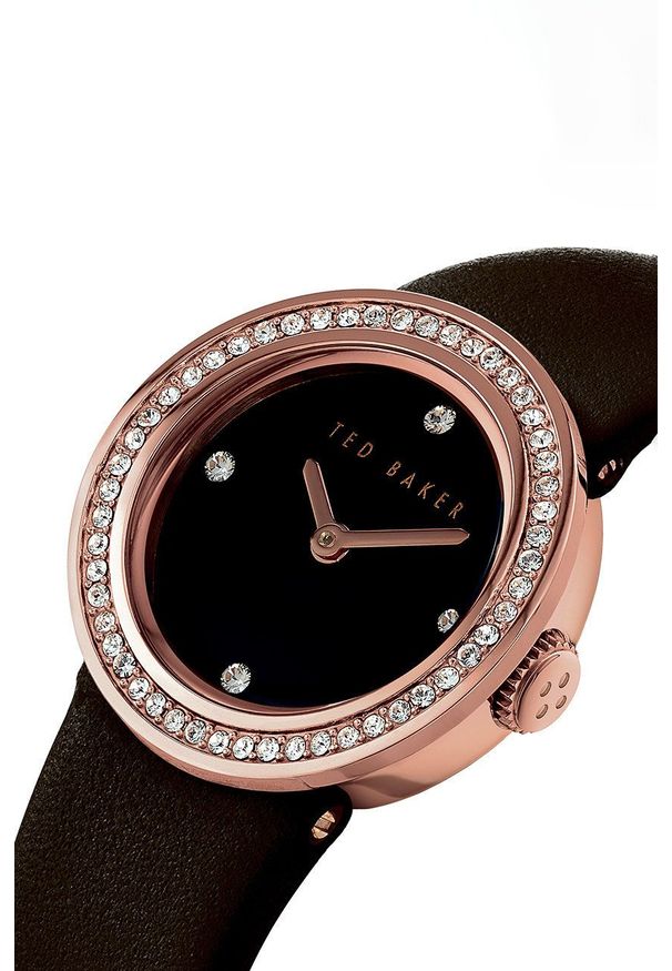 Ted Baker Zegarek BKPSES001 damski kolor czarny. Kolor: czarny. Materiał: skóra, materiał