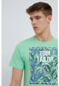 Tom Tailor piżama bawełniana kolor zielony z nadrukiem. Kolor: zielony. Materiał: bawełna. Wzór: nadruk #2