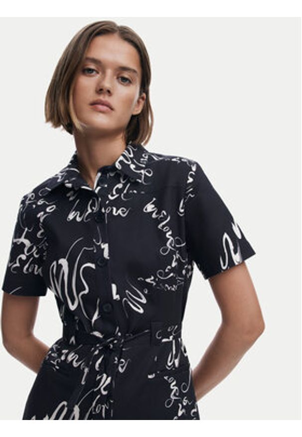 Desigual Sukienka koszulowa 25SWVW38 Czarny Regular Fit. Kolor: czarny. Materiał: bawełna. Typ sukienki: koszulowe